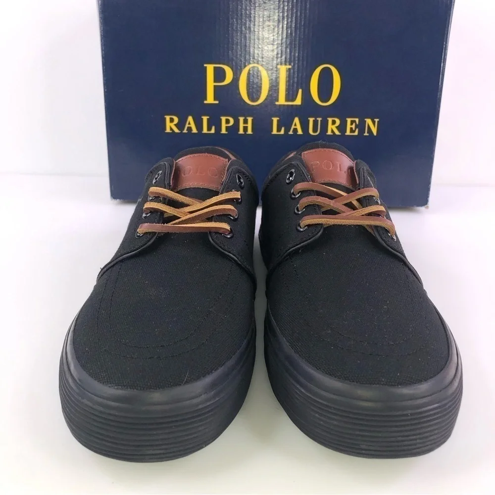 POLO Ralph Lauren Canvas Faxon Low-Top Sneakers Men's Shoes 8 D  Black